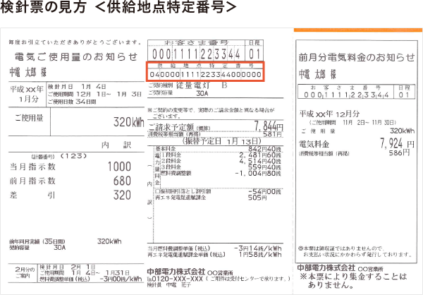 【検針票の見方】供給地点特定番号