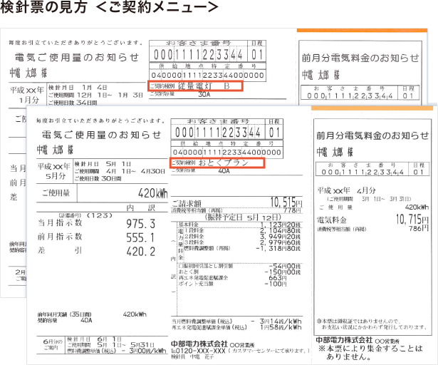 【検針票の見方】ご契約電流／容量