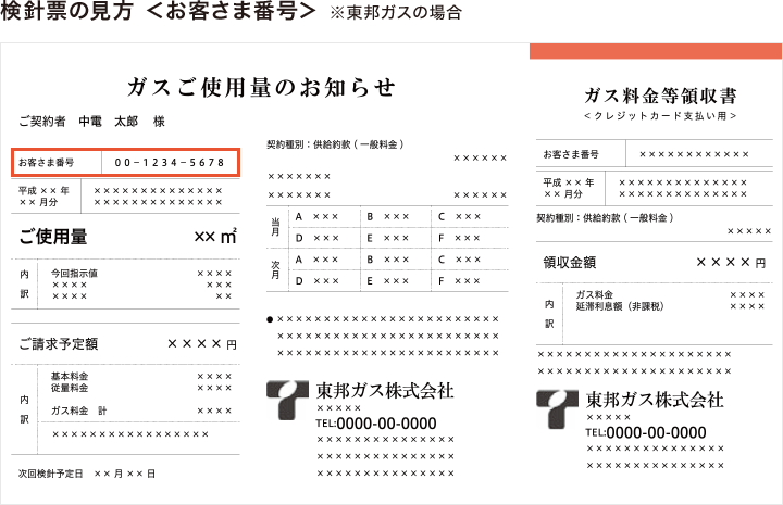 【検針票の見方】お客さま番号※東邦ガスの場合